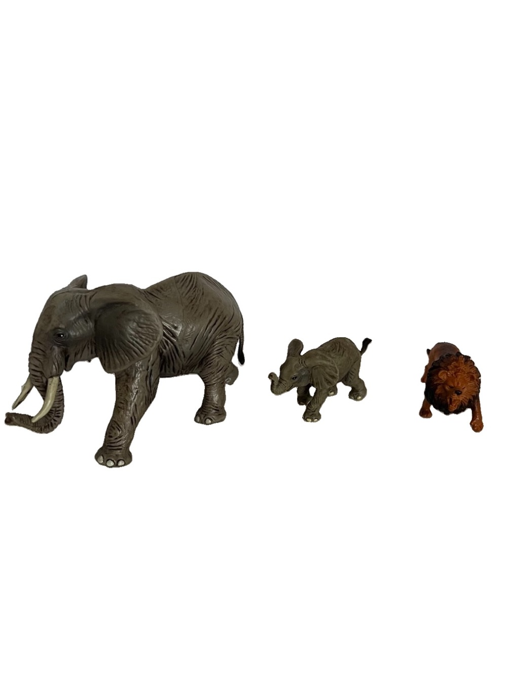 Vintage 1996 Safari Ltd Adult & Baby ELEPHANT SAFARI LTD MIAMI FL. & LION FIGURE